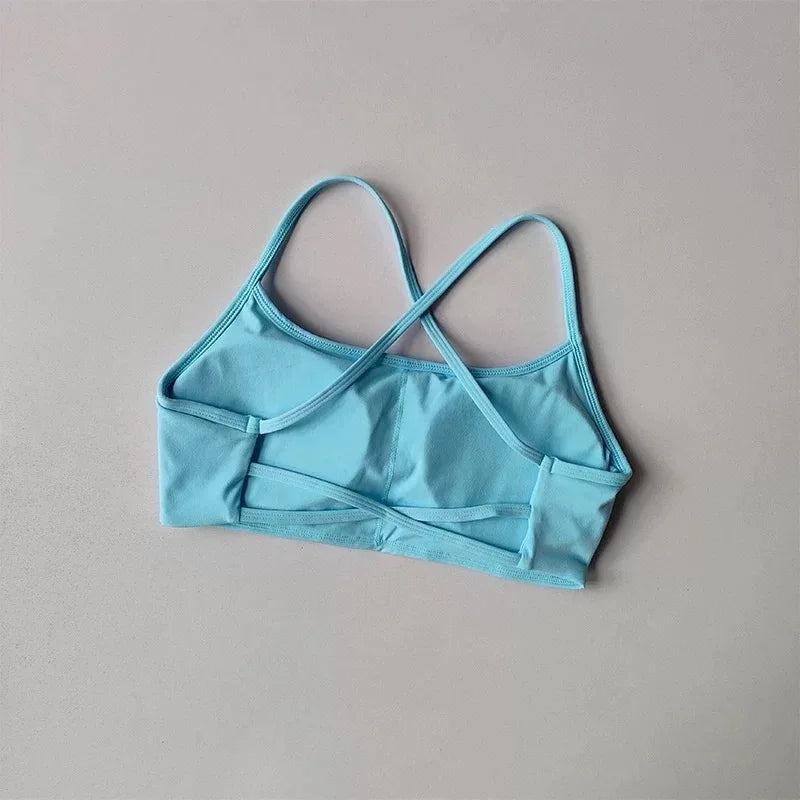 Women's Cross Back Sports Bra Shock Resistant Gathered Sexy Gym Running Bra Summer Yoga Vest Outdoor Comfortable Fitness Wear