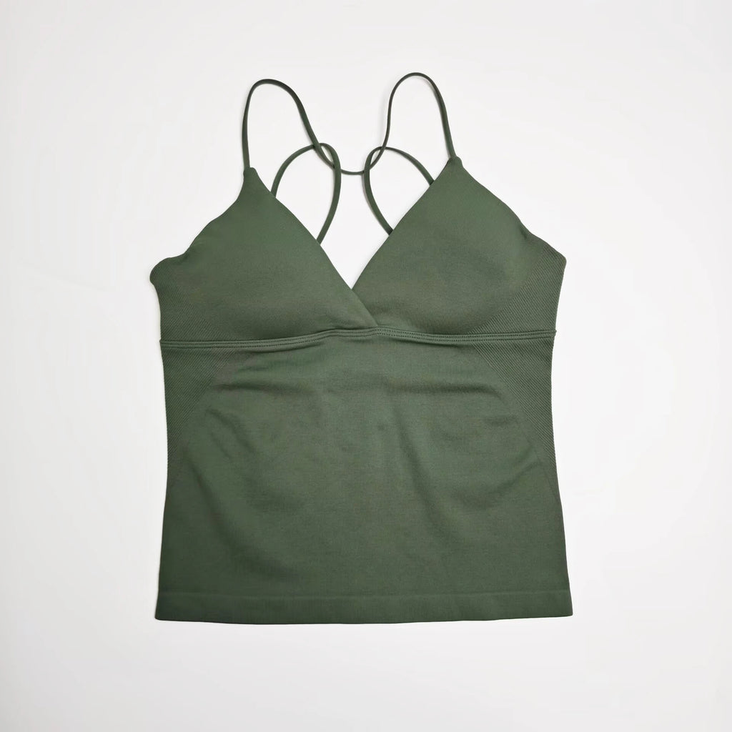 NCLAGEN Vision Twist Front Longline Top Women's Seamless Thin Straps Yoga Gym Workout Vest Running Tank Tops Fitness Clothing