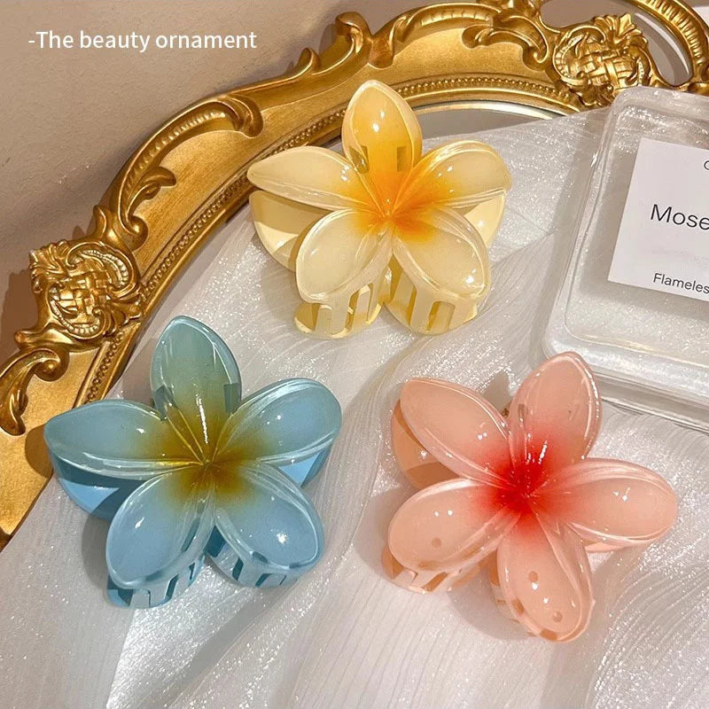 Bohemian Flower Hair Claw Clip For Women Sweet Floral Hair Claws Crab Clamp Barrettes Hawaiian Headwear Beach Accessories Girl