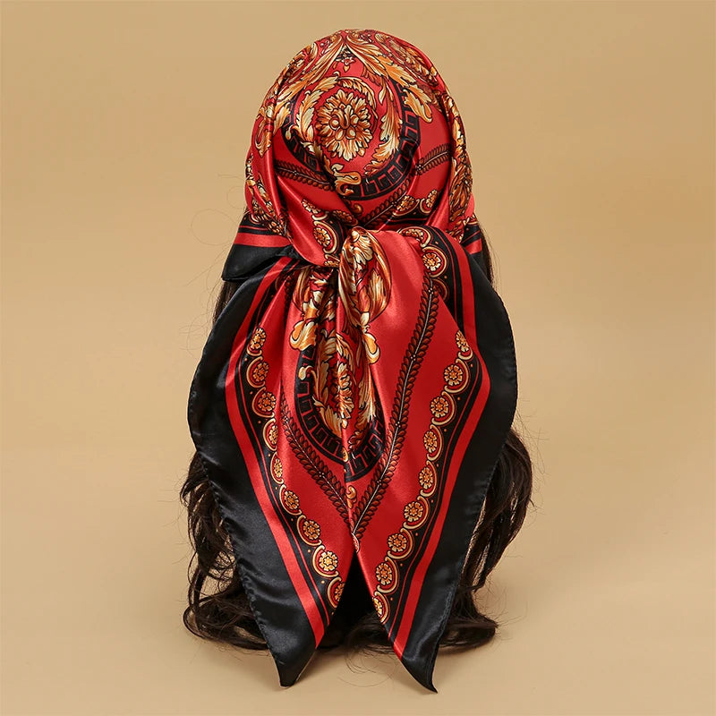 Printed Satin Square Scarf