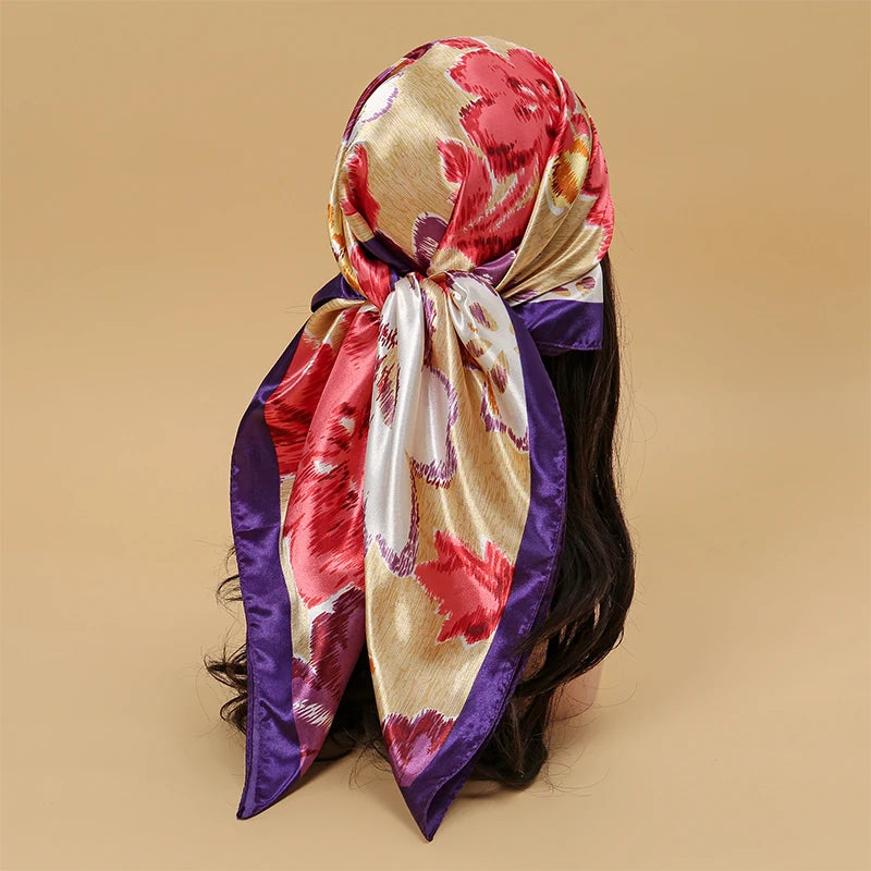 Printed Satin Square Scarf