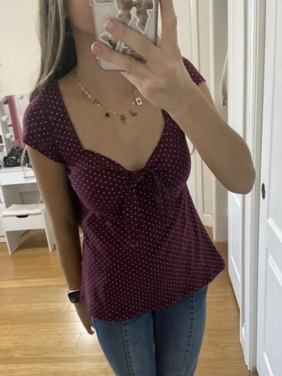 Dotted Puff Sleeve Top