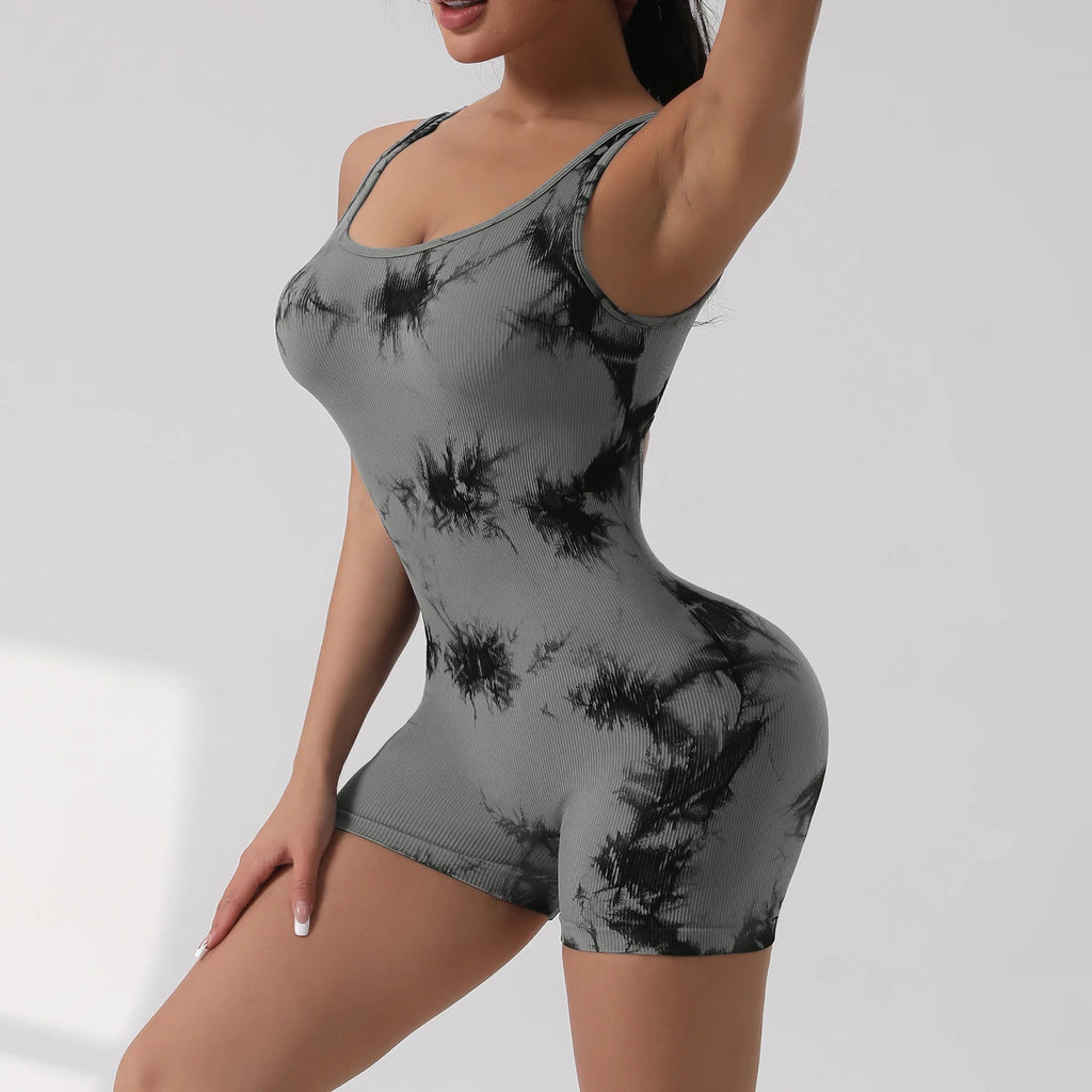 Sexy V Back Scrunch Sports Jumpsuit Women Gym Rompers Sleeveless Sportswear Bodysuits Women Casual One-Piece Suit Yoga Clothing