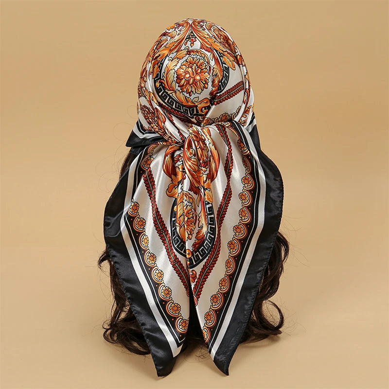 Printed Satin Square Scarf