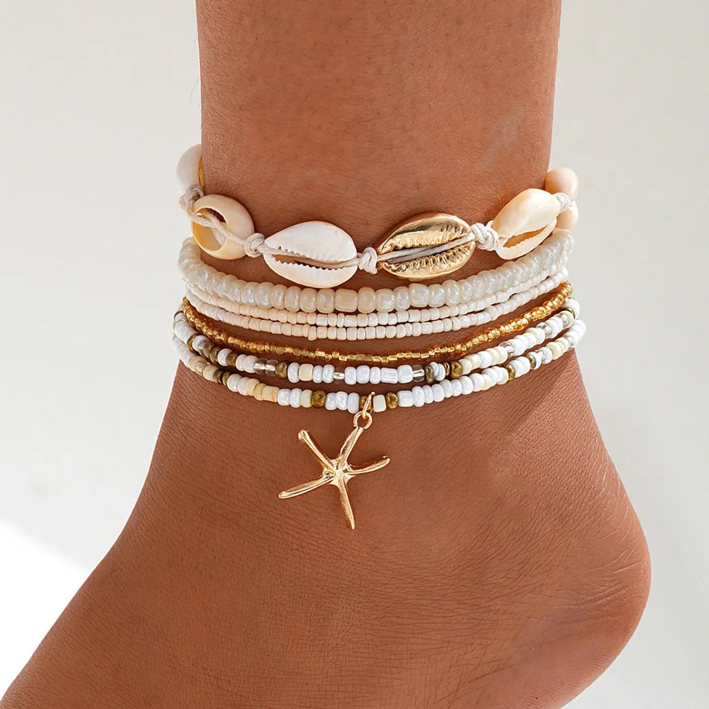 Butterfly & Pearl Anklet Set