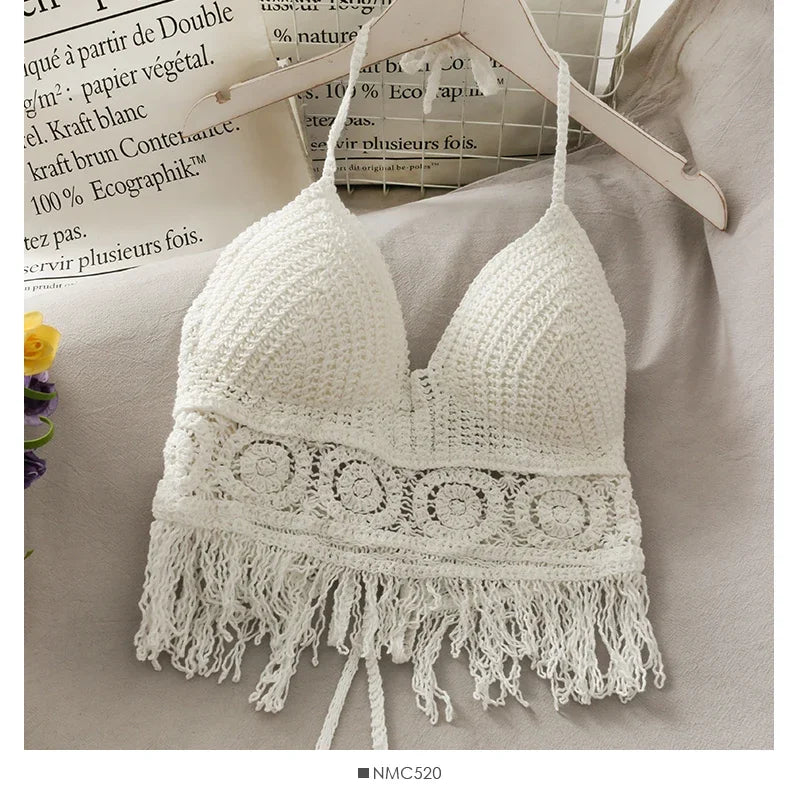 Ivory Lace Halter Crop Top