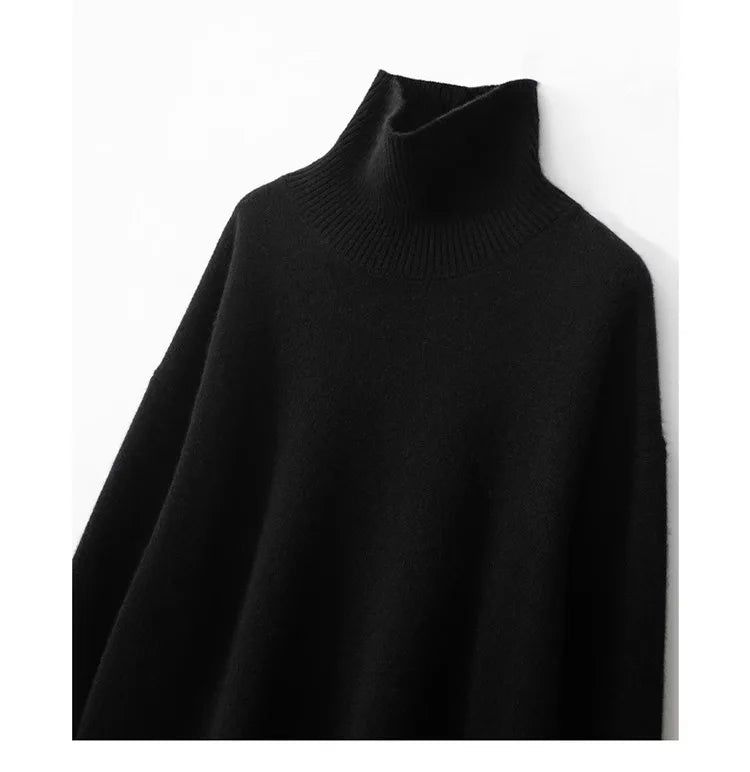 100% Cashmere Turtleneck Oversized Pullover