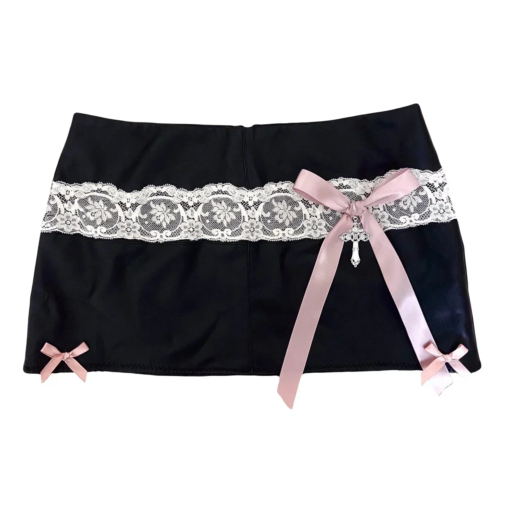 Saint Ivy Y2K Adjustable Waist Gothic Denim Mini Skirt