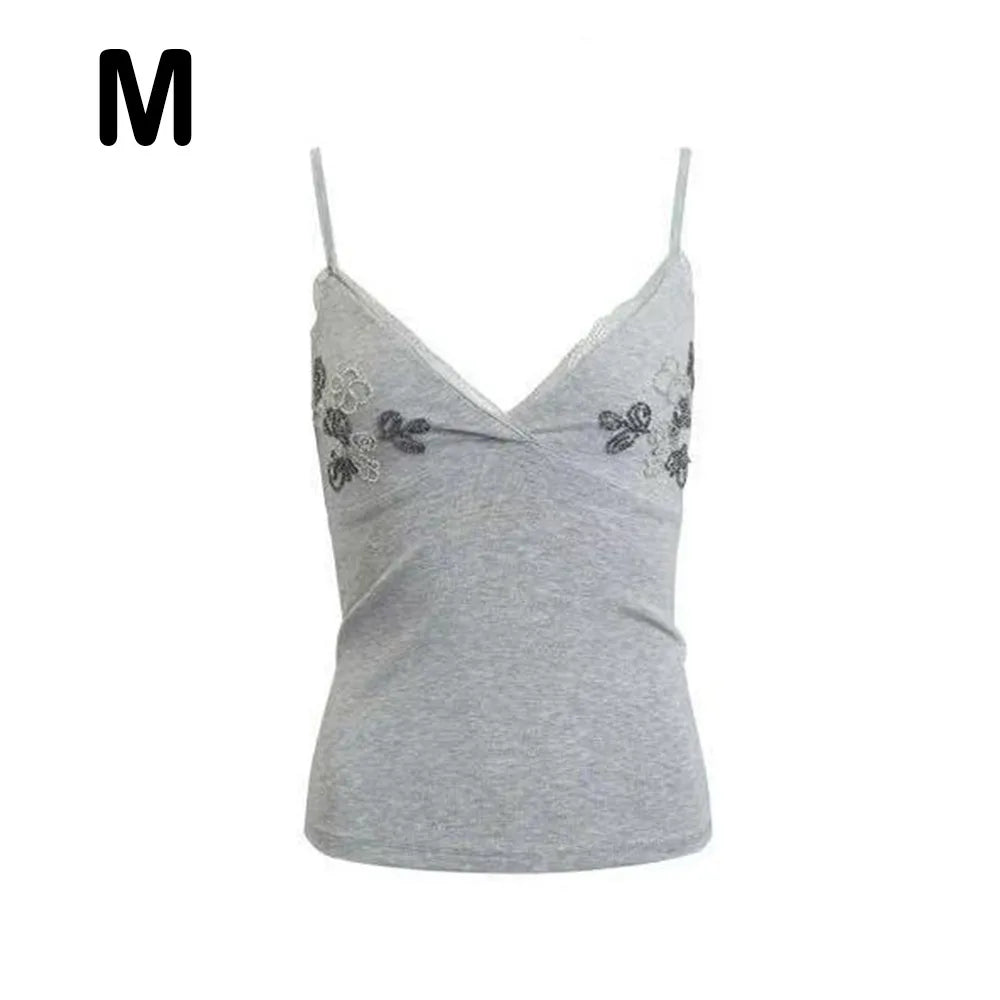 Rhinestone Floral Lace Camisole Top