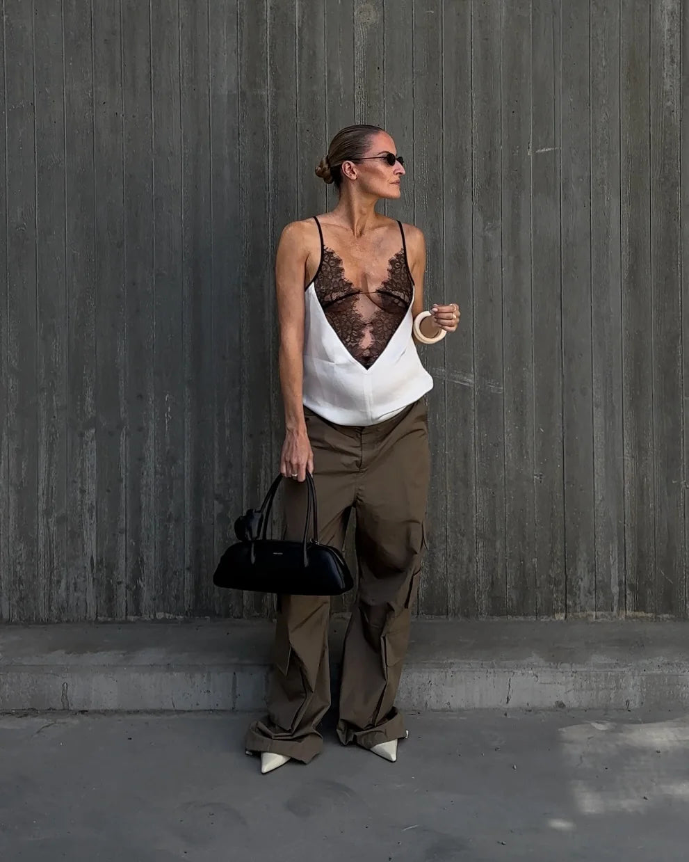 Lace Patchwork Sling Top Women Chic Deep V-neck Hollow-out Sleeveless Off-shoulder Short Blouse Lady 2025 Daily Highstreet Tops