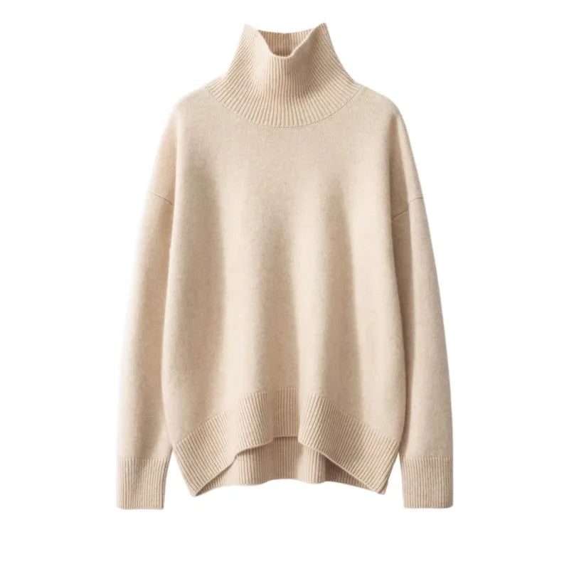 100% Cashmere Turtleneck Oversized Pullover