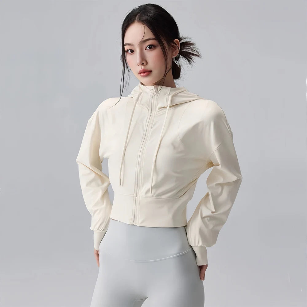 Women's Hooded Running Jacket Cycling Coat Yoga Jogging Shirt Tights Outdoor Sports Gym Clothing Running Wear Sportswear