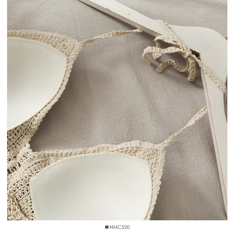 Ivory Lace Halter Crop Top