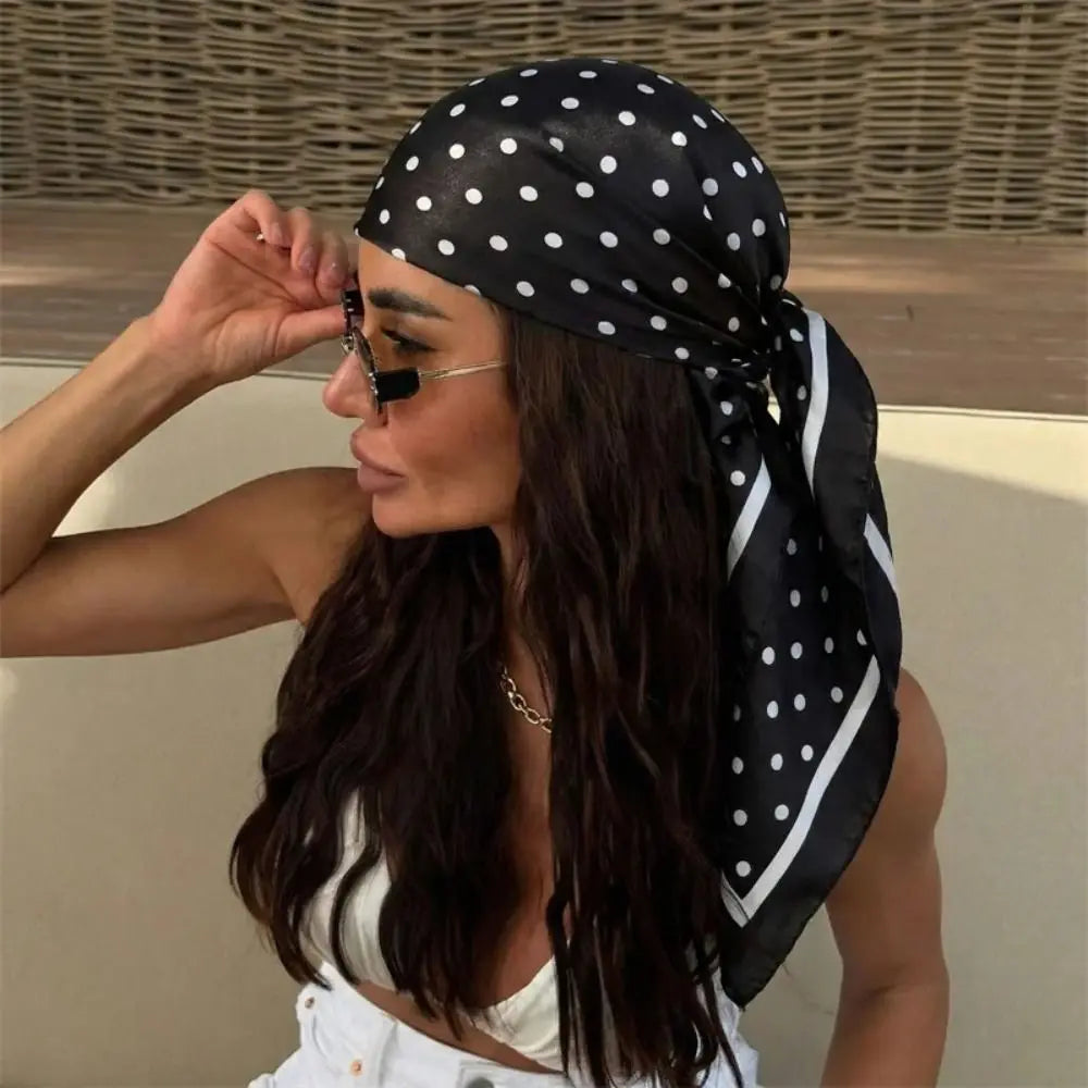 Elegant Printed Dot Print Scarf Geometric Shape Spicy Girls Polka Dot Silk Scarf Headband Hip Hop Small Square Scarf Beach