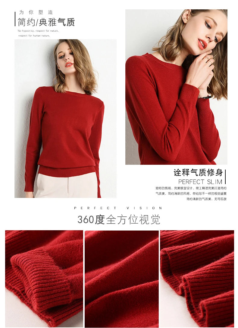 Slim Wool-Blend O-Neck Pullover