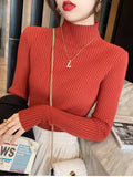Slim Turtleneck Long-Sleeve Knit Top
