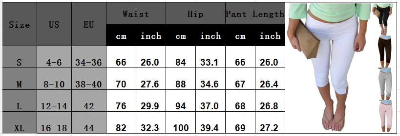 Low Rise Split Hem 3/4 Length Skinny Pants Women Solid Fold Over Waistband Capri Leggings Casual Summer Streetwear Yoga Pants