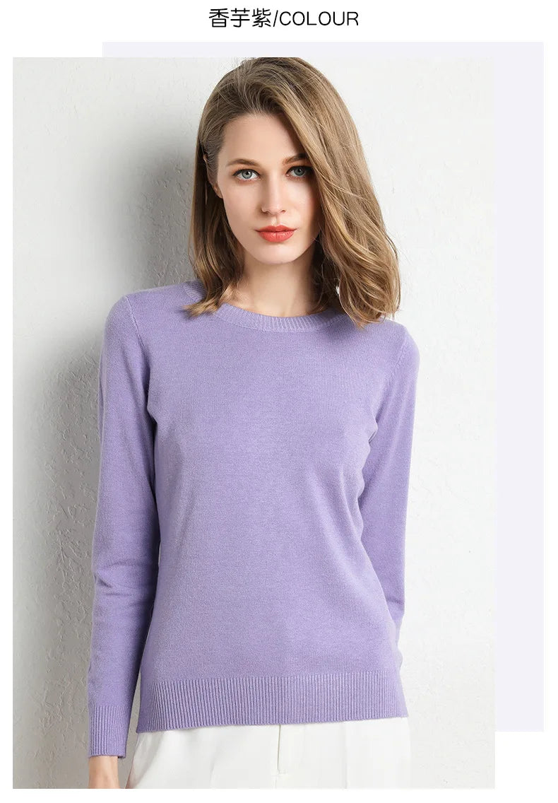 Slim Wool-Blend O-Neck Pullover