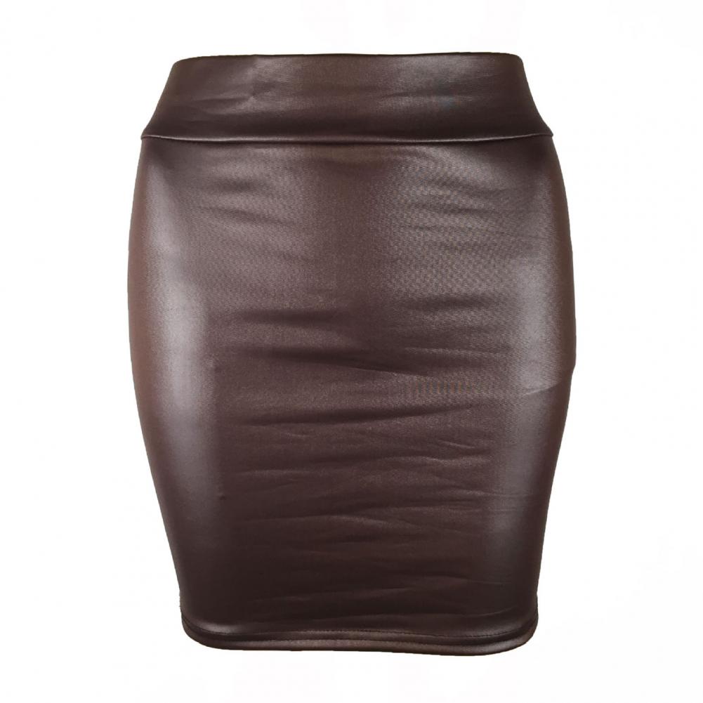 Skinny Matte Faux Leather Mini Skirts Women High Waist Solid Color Slim Fit Bodycon Skirts Summer