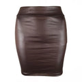 Skinny Matte Faux Leather Mini Skirts Women High Waist Solid Color Slim Fit Bodycon Skirts Summer