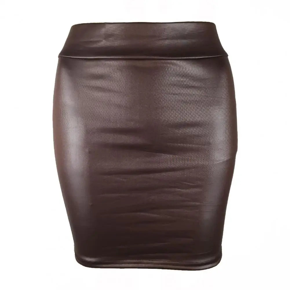 Skinny Matte Faux Leather Mini Skirts Women High Waist Solid Color Slim Fit Bodycon Skirts Summer