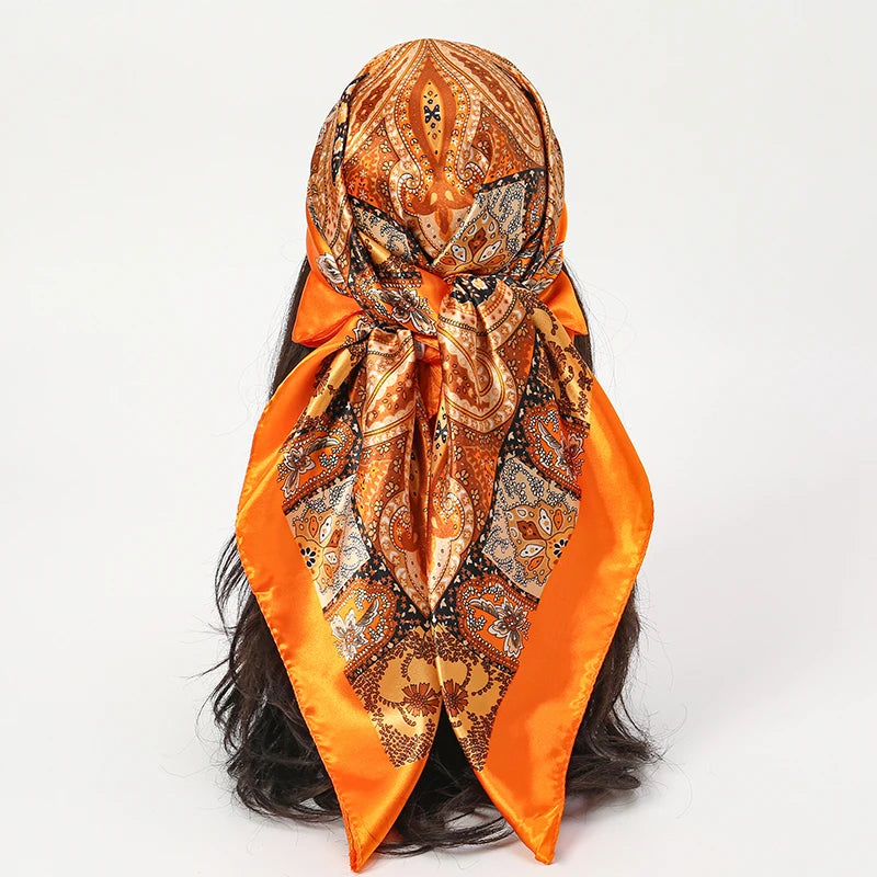 Printed Satin Square Scarf