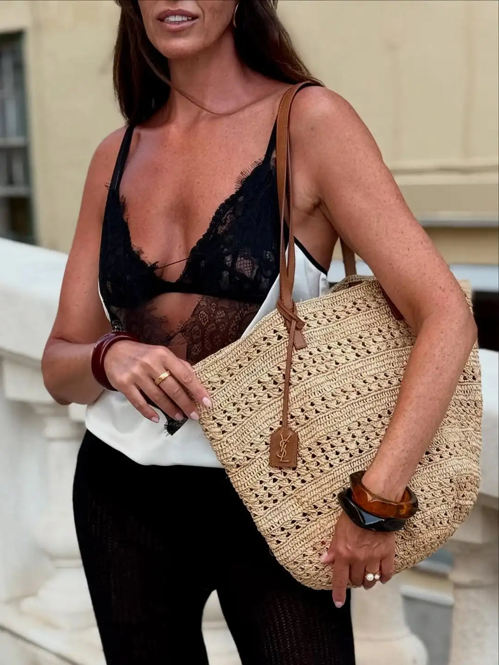 Lace Patchwork Sling Top Women Chic Deep V-neck Hollow-out Sleeveless Off-shoulder Short Blouse Lady 2025 Daily Highstreet Tops