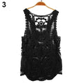 Women's Sleeveless Lace Tank Top Sexy Embroidery Hollow-out Floral Crochet Shirt Crochet T-Shirts For Women Lace Tee Shirt