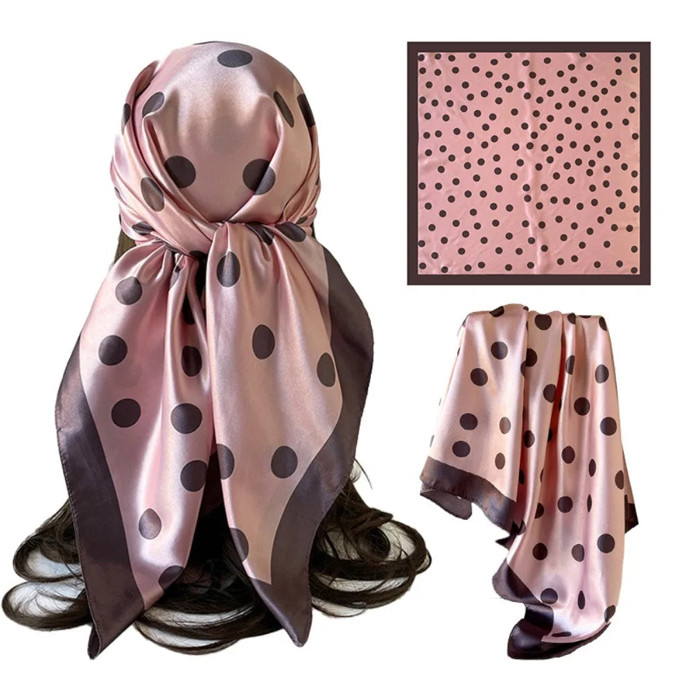 Elegant Printed Dot Print Scarf Geometric Shape Spicy Girls Polka Dot Silk Scarf Headband Hip Hop Small Square Scarf Beach