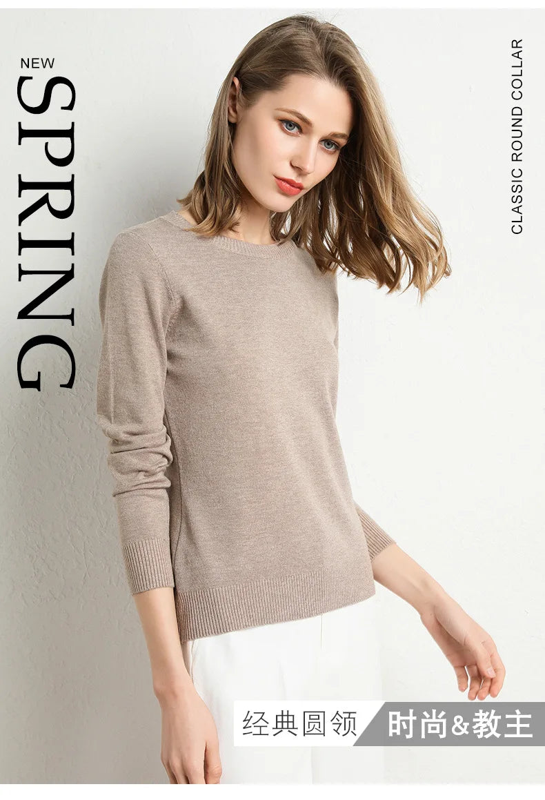 Slim Wool-Blend O-Neck Pullover