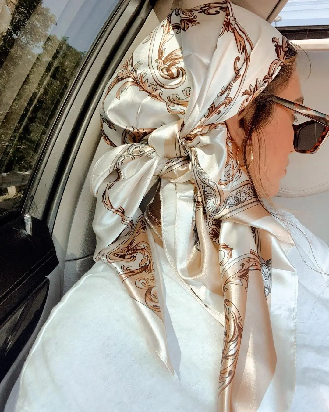 Printed Satin Square Scarf