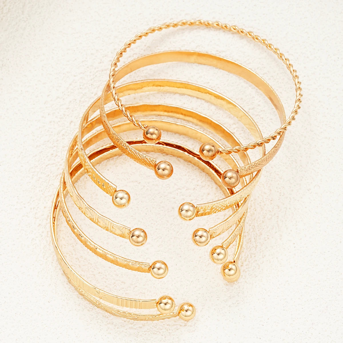 Gold Heart Cuff Bracelet Set