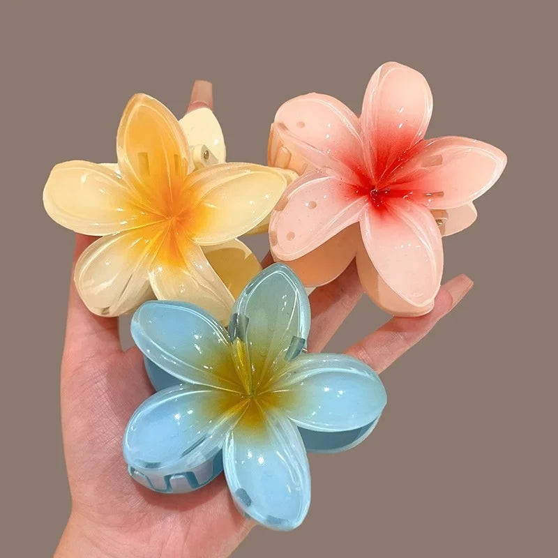 Bohemian Flower Hair Claw Clip For Women Sweet Floral Hair Claws Crab Clamp Barrettes Hawaiian Headwear Beach Accessories Girl