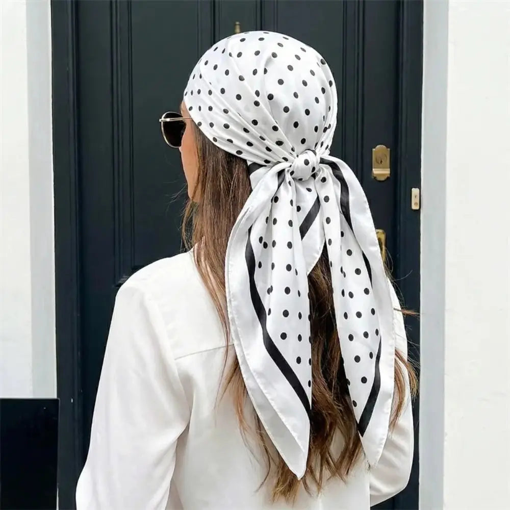 Elegant Printed Dot Print Scarf Geometric Shape Spicy Girls Polka Dot Silk Scarf Headband Hip Hop Small Square Scarf Beach