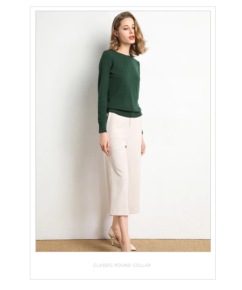 Slim Wool-Blend O-Neck Pullover
