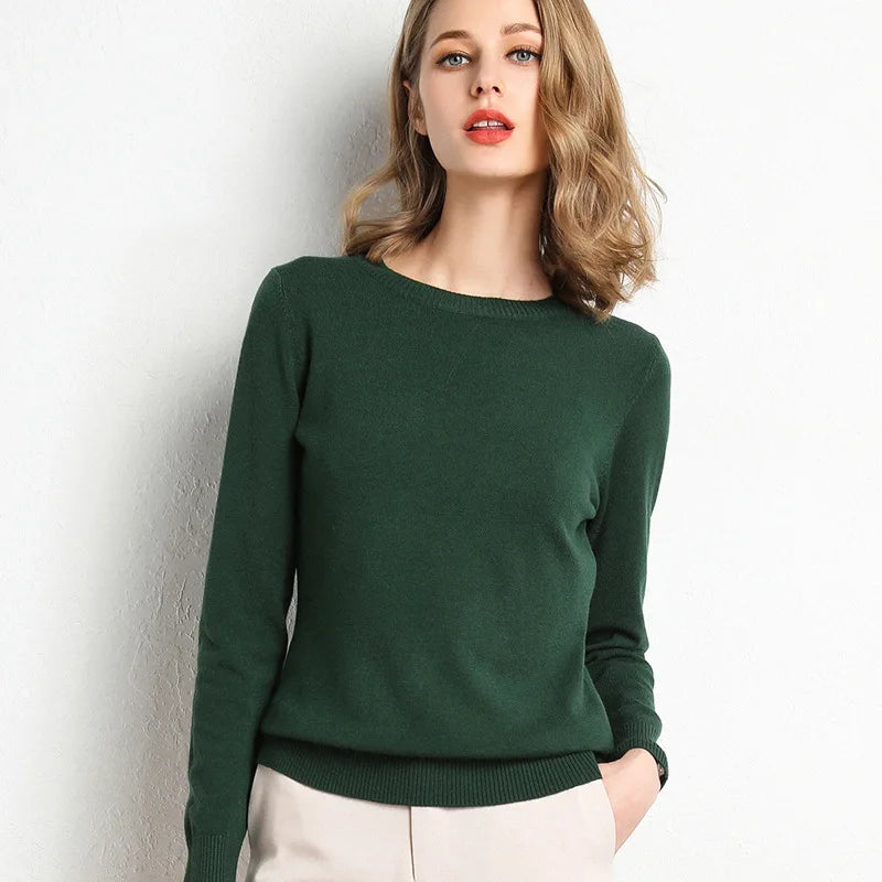Slim Wool-Blend O-Neck Pullover