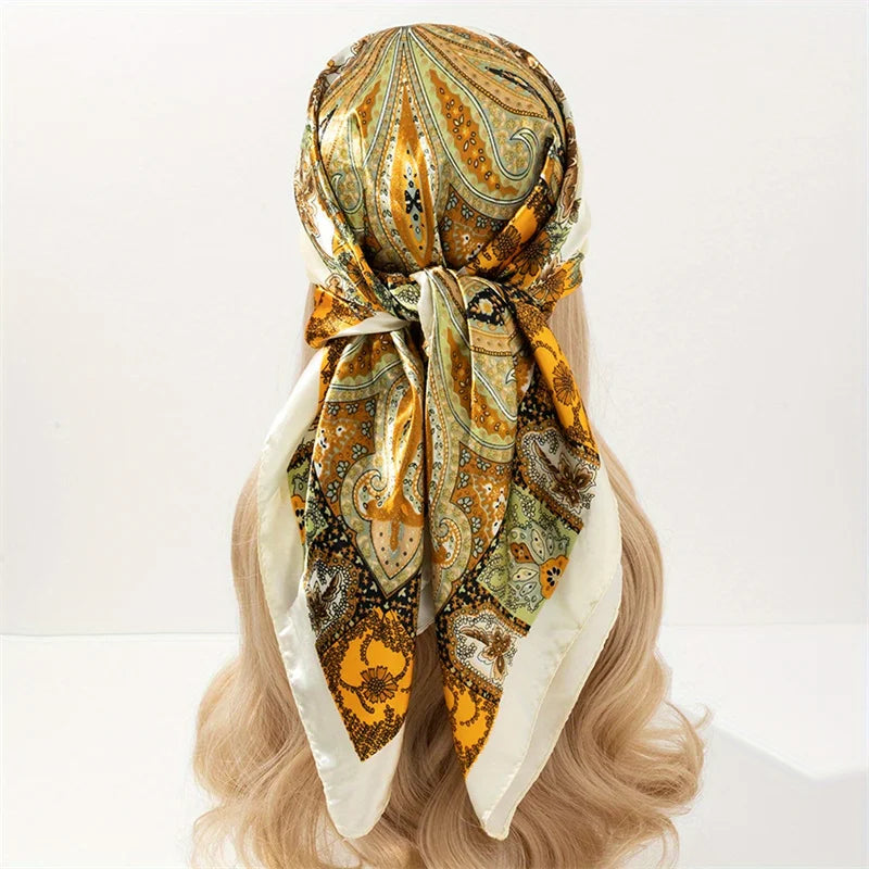 Printed Satin Square Scarf