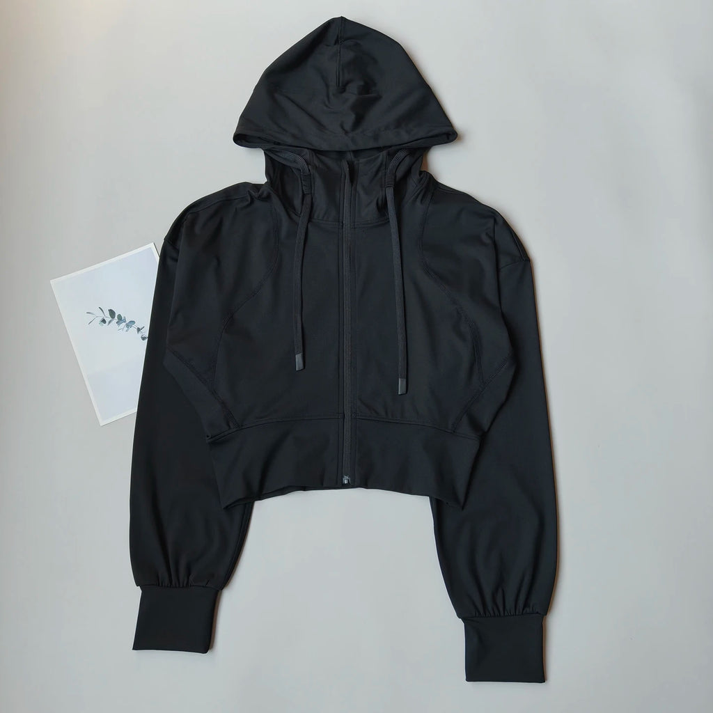 Women's Hooded Running Jacket Cycling Coat Yoga Jogging Shirt Tights Outdoor Sports Gym Clothing Running Wear Sportswear