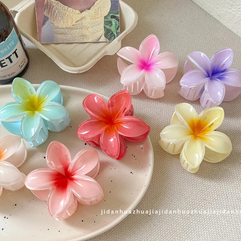 Bohemian Flower Hair Claw Clip For Women Sweet Floral Hair Claws Crab Clamp Barrettes Hawaiian Headwear Beach Accessories Girl