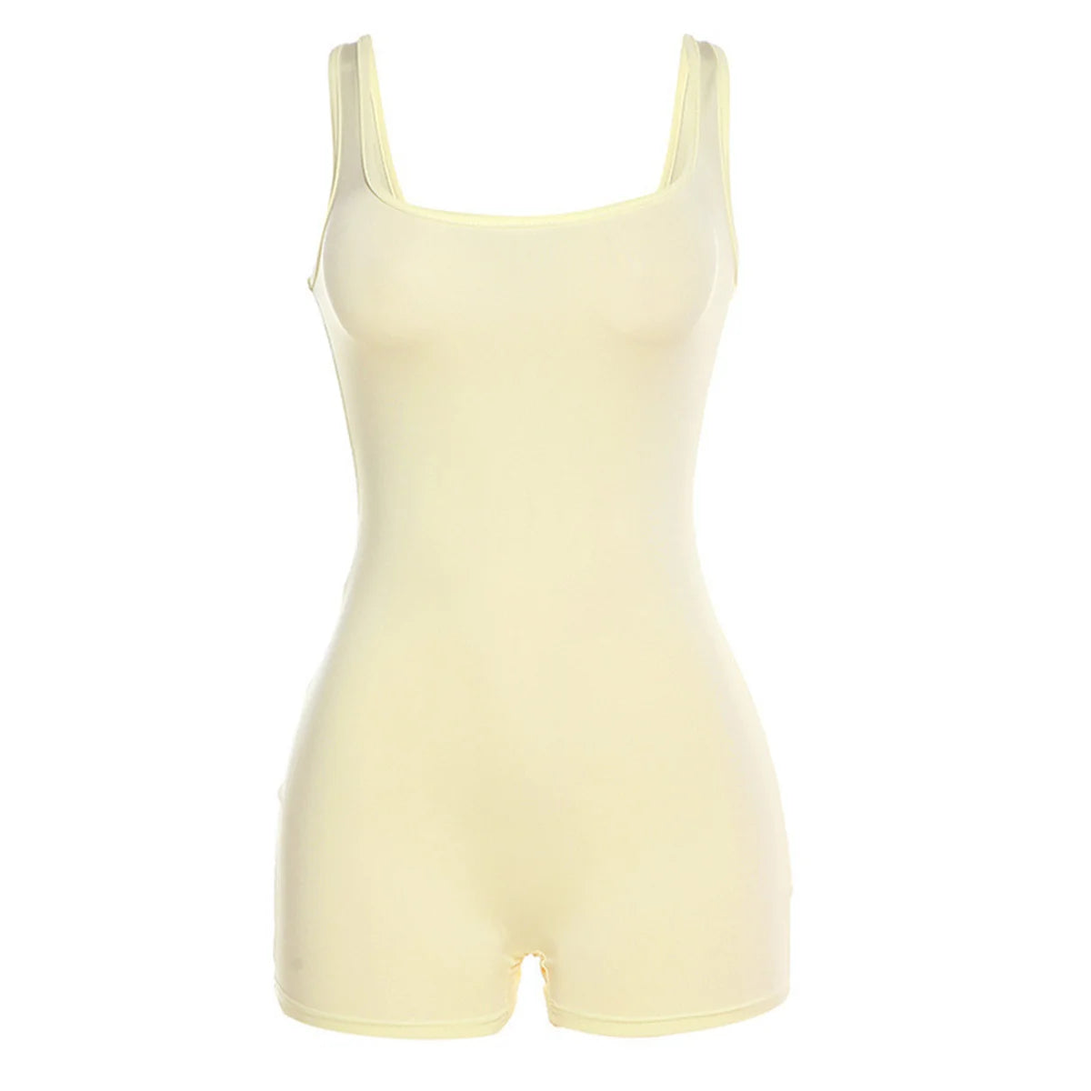 Women Sexy Square Neck Backless Tank Rompers Top Bodycon One Piece Halter Sleeveless Playsuit Yoga Fitness Sport Short Jumpsuits