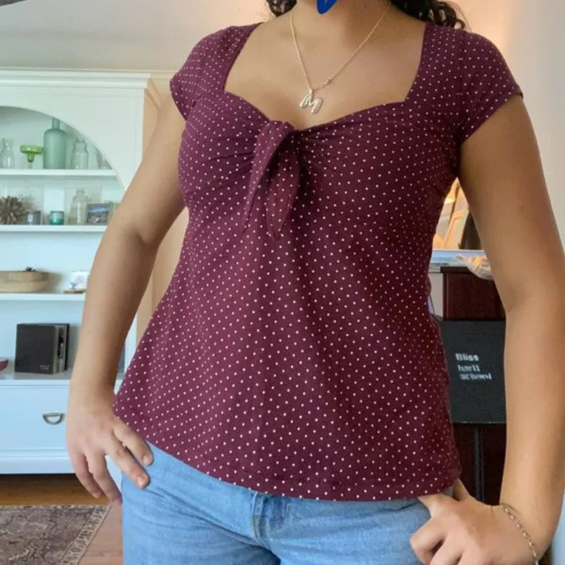 Dotted Puff Sleeve Top