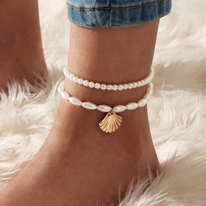 Butterfly & Pearl Anklet Set
