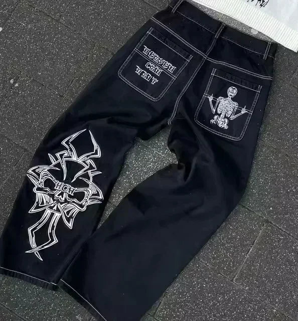Rhinestone Wing Embroidered Flare Jeans