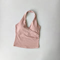 Sexy V-neck Cross Halter Neck with Chest Pad Yoga Vest Sleeveless Naked Sense Sports Fitness Bras Top Outer Wear Beautiful Back