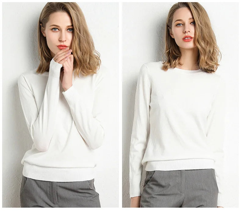 Slim Wool-Blend O-Neck Pullover