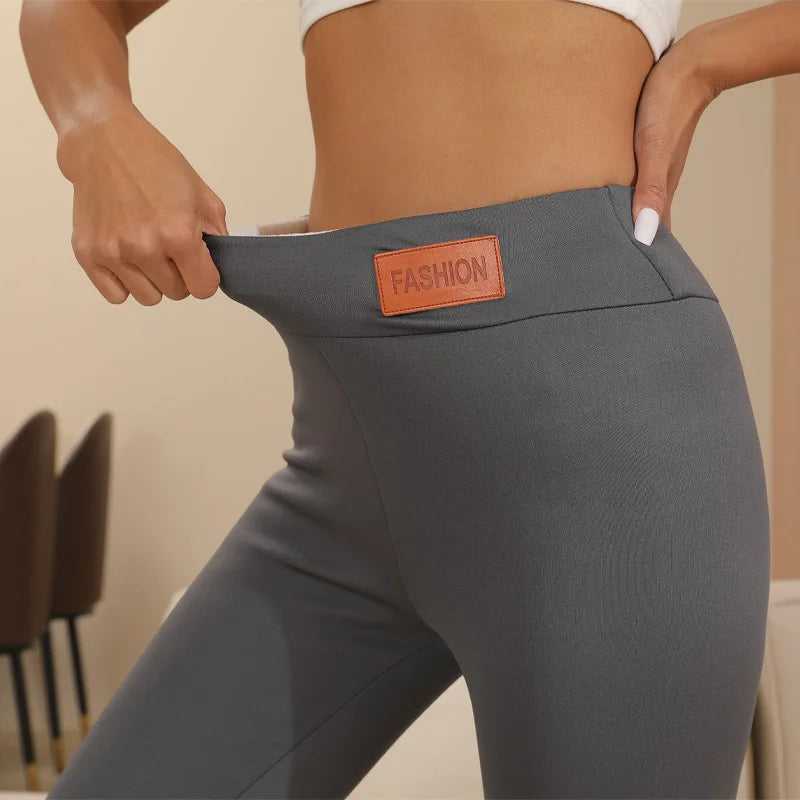 Winter Thicken Warm Leggings Women Lamb Cashmere Joggers High Waist Fleece Elastic Tights Warm Tights Pants Slim Velvet Legging
