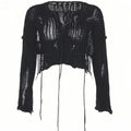 Y2K Hollow-Out Crop Sweater