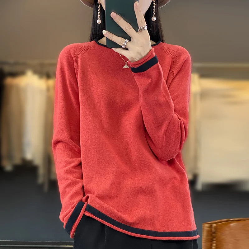 Cotton Round-Neck Loose Knit Sweater