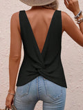 Open-Back Twisted Knit Sleeveless Top
