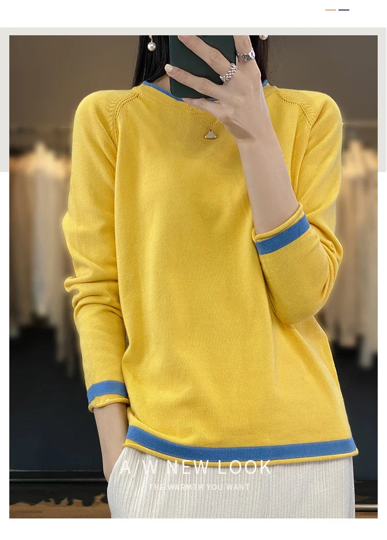 Cotton Round-Neck Loose Knit Sweater
